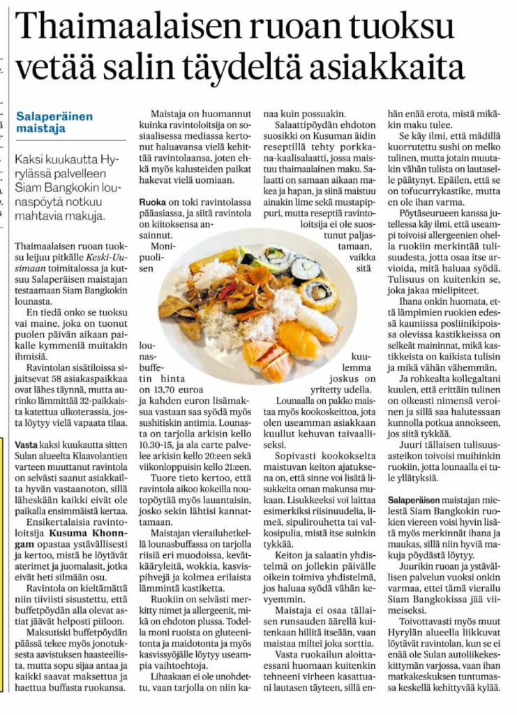 thaimaalainen ravintola uutinen